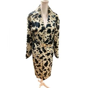 Nastygal Chic Black and White Cow Print Trench Coat